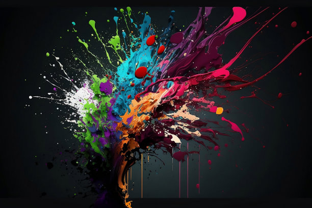 围绕想象力、创造力和艺术的主题，彩色飞溅系列以分形涂料和丰富的纹理为背景设计图片下载