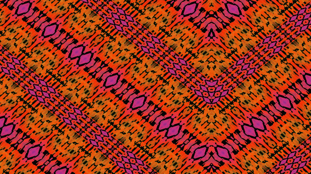 彩色非洲蜡染面料，红色、粉色、橙色、铁锈色、黑紫色、条纹图案、斜线、数码绘画(水彩画)、高清插图(高清格式)图片下载