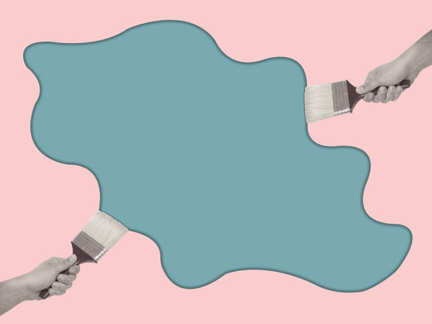 手持画笔的当代艺术拼贴画。图片下载