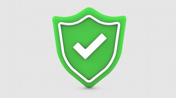 带有复选标记图标的盾牌3D插图图片下载