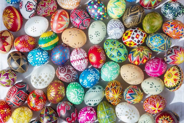彩色复活节彩蛋背景，基督教节日主题。图片下载