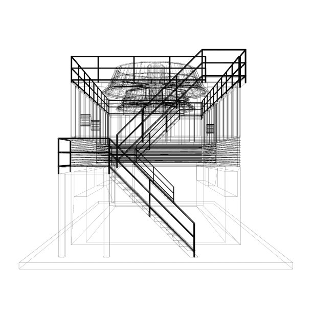 工业建筑的三维插图图片下载