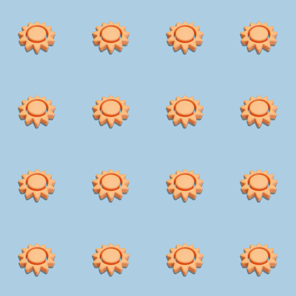 一个可爱的3d无缝模式的太阳与沙滩概念夏季主题的背景，3d图片下载