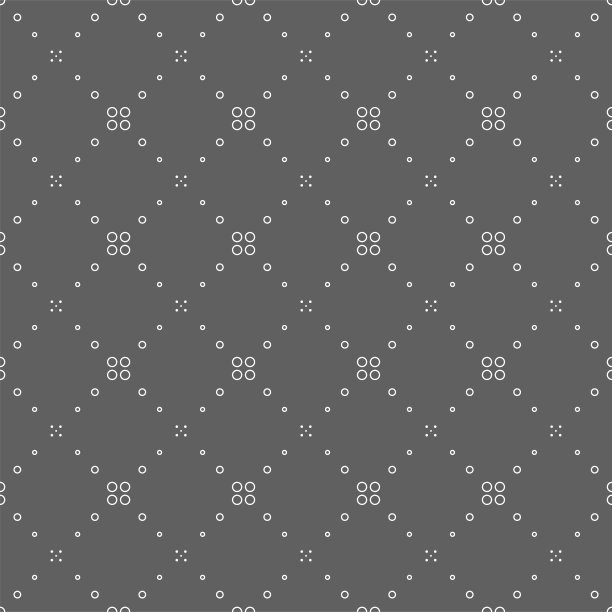 矢量插图。几何无缝图案。一排排的实点和线形圆组成一个菱形。灰色斑点，黑色和白色背景。简单的单色抽象图案。图片下载