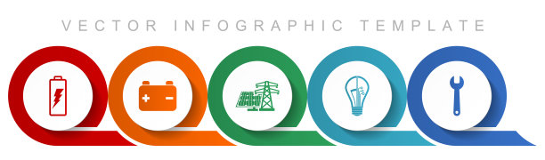 电源和能源图标集，其他图标，如电池，太阳能，灯泡和工具的网页设计和移动应用程序，平面设计信息图形矢量模板在eps 10图片下载