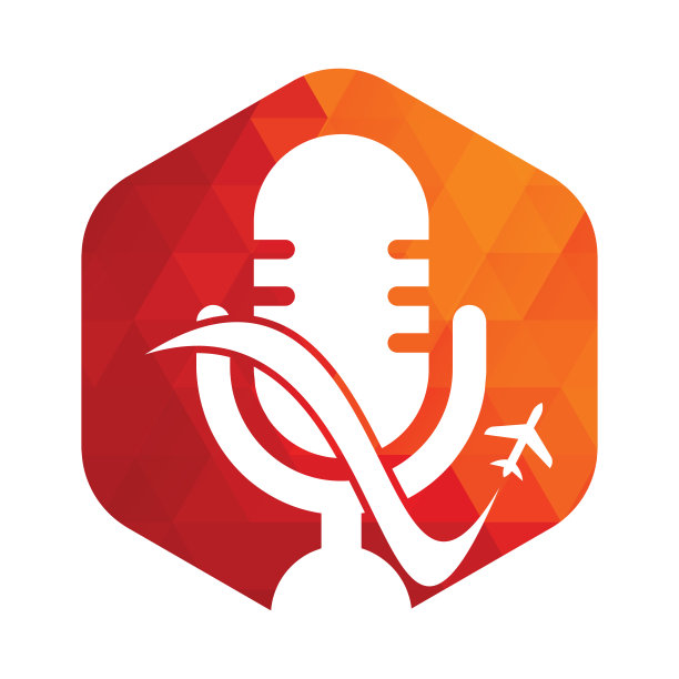 旅行播客矢量标志设计模板。图片下载