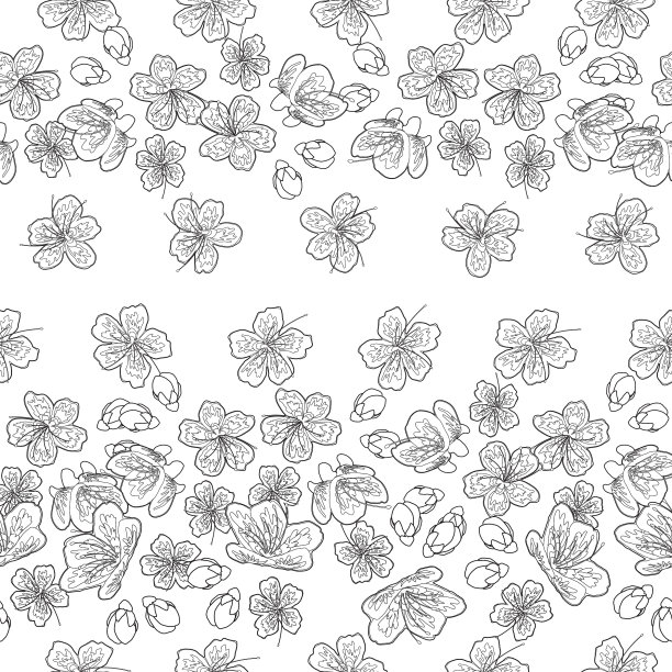 美丽的樱花花无缝表面图案设计图片下载