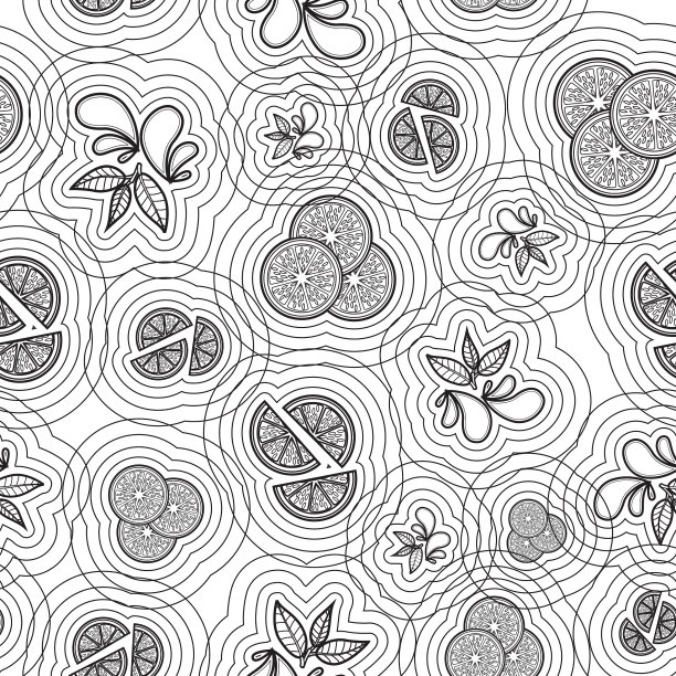 柑橘片无缝表面图案设计图片下载