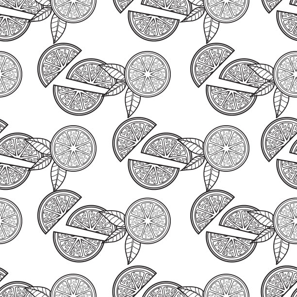 柑橘片无缝表面图案设计图片下载