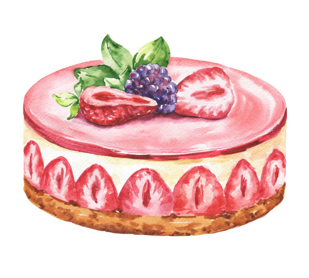 水彩酥饼。法式甜点，食物插图。图片下载