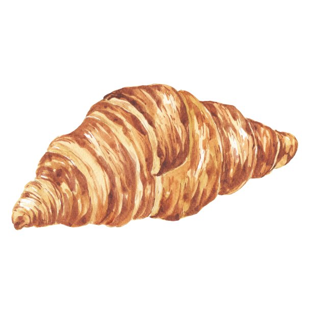 羊角水彩画。食物的例子。图片下载