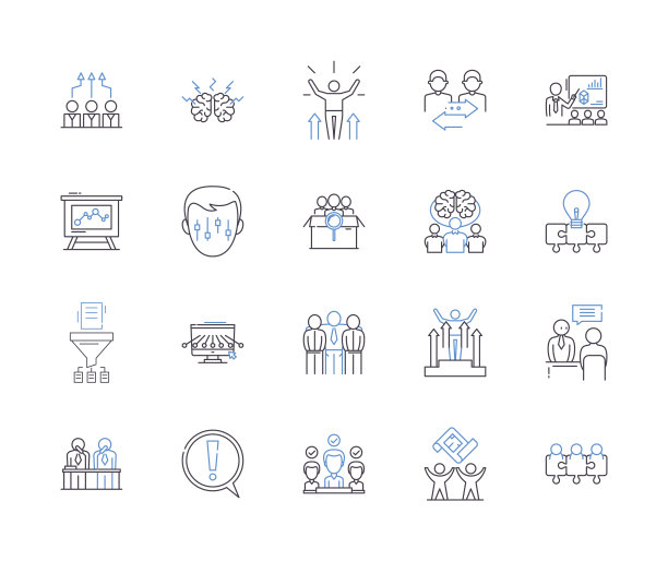 同事大纲图标集合。同事，同事，同事，同事，同志，队友，伙伴矢量和插图概念集。朋友、劳动者、伴侣的线性符号图片下载