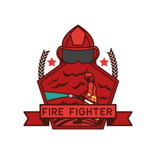 消防员图标，标志和徽章隔离在白色背景上。矢量图图片下载