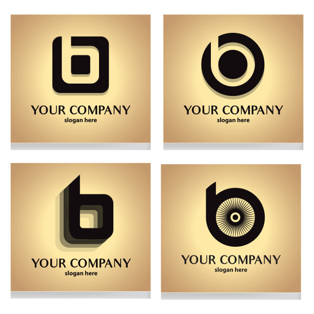 B字母优雅的风格设置简单的企业标志模板插图图片下载