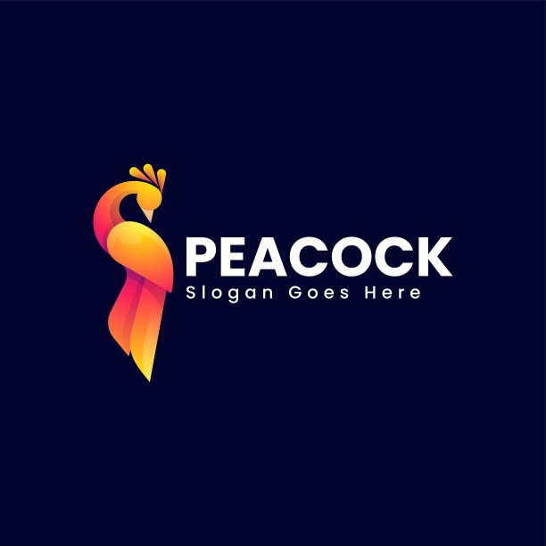 矢量插图孔雀渐变彩色风格。图片下载