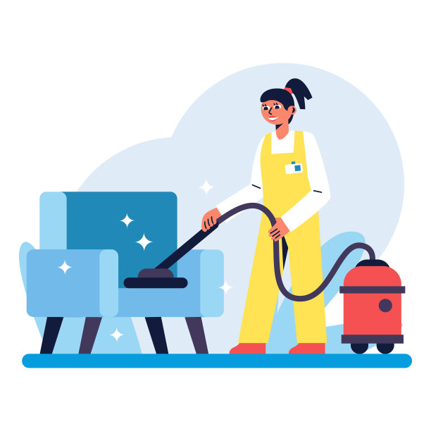 卡通人物年轻女子从事家具干洗图片下载