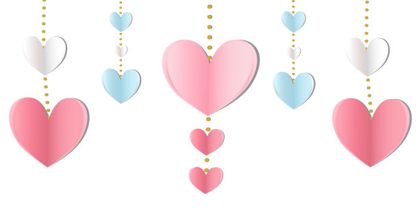 心形剪纸设计元素矢量，庆祝情人节，母亲节符号和爱的概念插图。图片下载