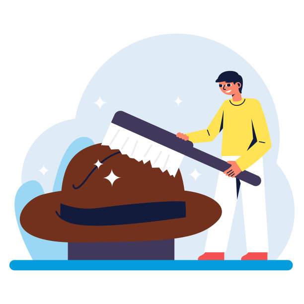 卡通人物青年男子从事棕色帽子干洗图片下载