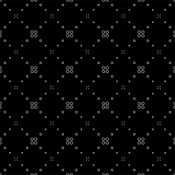 矢量插图。几何无缝图案。一排排的实点和线形圆组成一个菱形。灰色斑点，黑色和白色背景。简单的单色抽象图案。图片下载