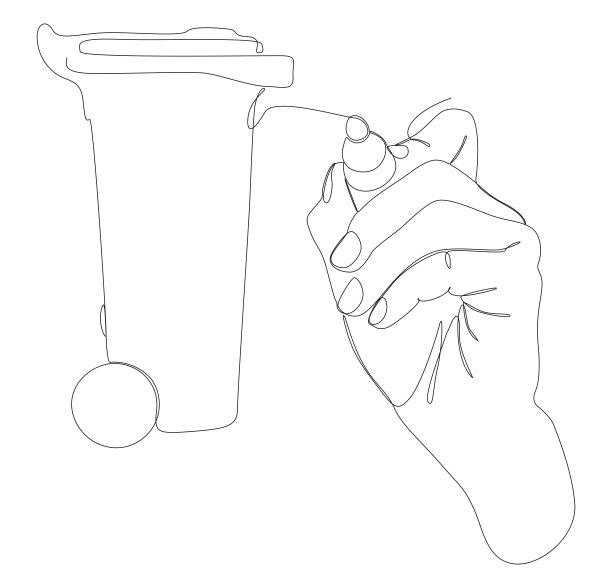 用毛毡尖笔画的一条连续的垃圾桶线。细线插图矢量概念。轮廓图创意。图片下载