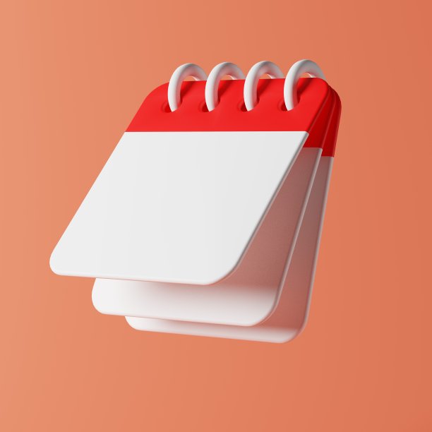 红色日历图标隔离背景。柔和的颜色。简单的3d渲染插图图片下载