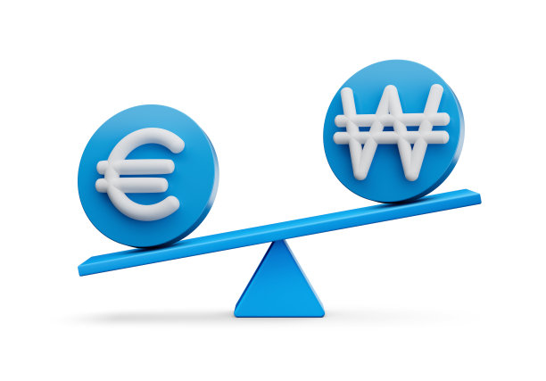 圆形蓝色图标上的三维平衡重量跷跷板，三维插图图片下载
