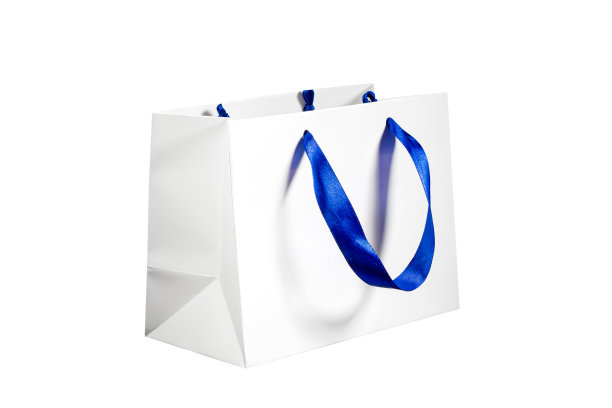 可回收的工艺纸袋购物，礼物和外卖食品模拟在白色背景。比一次性塑料袋更环保图片下载