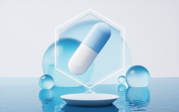 胶囊和水面，三维渲染。图片下载