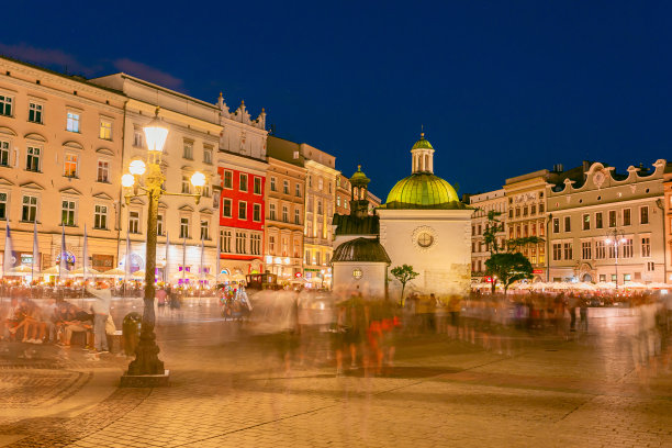 克拉科夫。波兰。晚上的城市图片下载