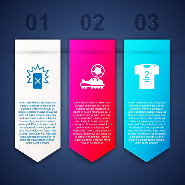 设置红牌足球，足球鞋和球衣和t恤。业务信息图模板。向量图片下载