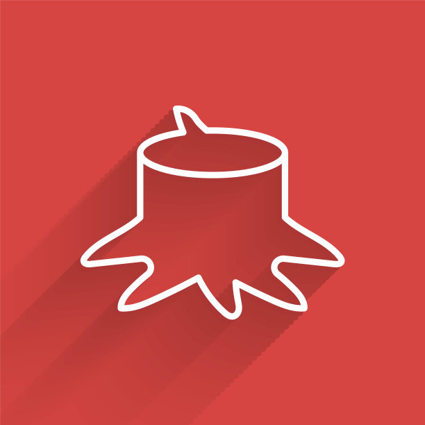 白线树桩图标孤立有长长的影子。向量图片下载