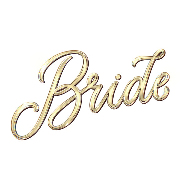 新娘手写的3D效果金字。现代书法闪闪发光的纹理。豪华复古铬效果字体。图片下载