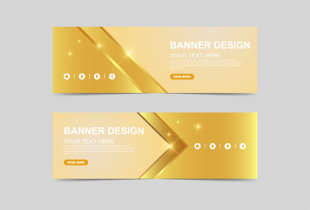 抽象豪华闪亮的金色横幅和宣传册设计图片下载