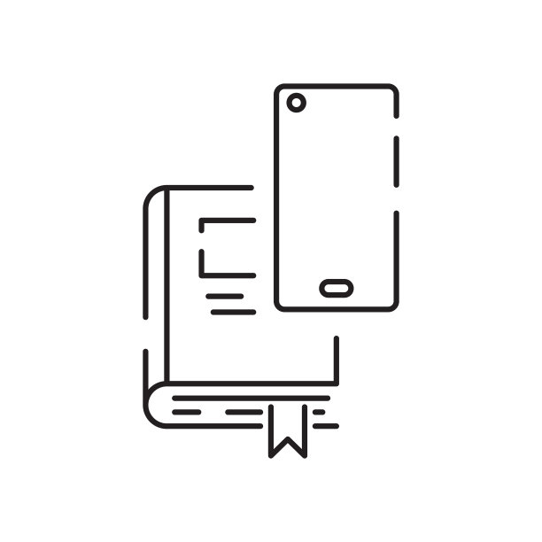 读书教育。电子，音频或移动bookLine图标打开书籍。返回学校的矢量插图，教育用品图片下载