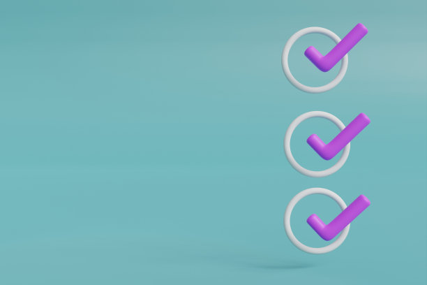 检查标志。为复制空间检查表、批准列表和演示文稿设计。用剪切路径。3D渲染图图片下载