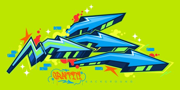 彩色抽象城市街头艺术涂鸦风格箭头矢量插图模板背景图片下载