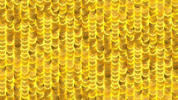 亮片的背景。金色的莱茵石。珠子。3d插图。时尚背景。刺绣。金色亮片面料。纺织闪光。闪闪发光。数字图像。图片下载