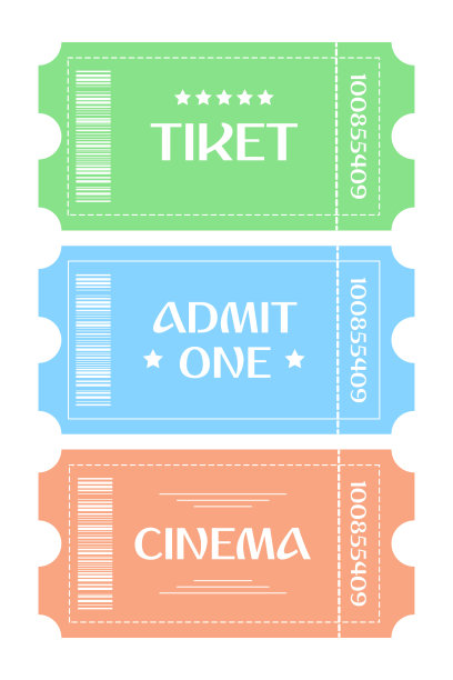 票模板三种颜色。票矢量图。票图标。网络图片下载