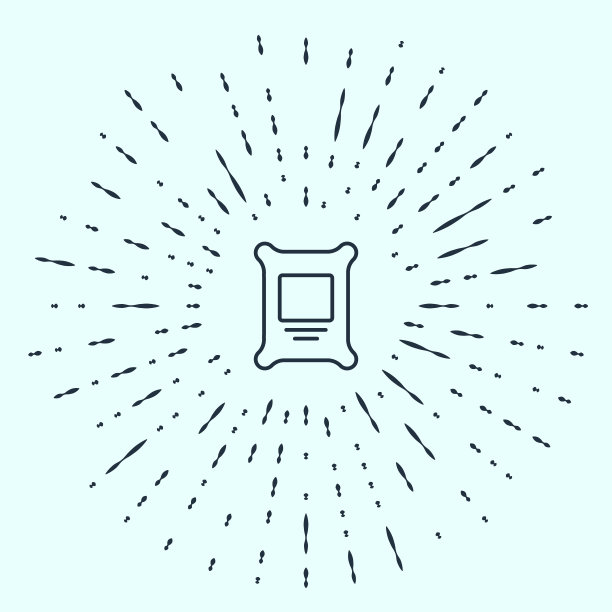 黑线肥料袋图标孤立在灰色背景。抽象圆随机点。向量图片下载