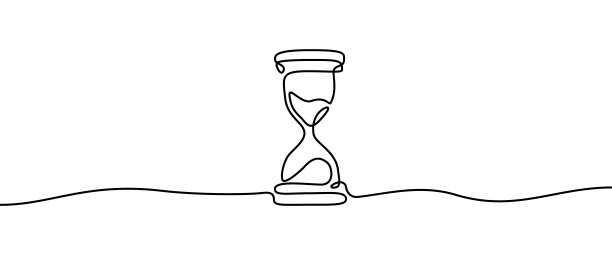 沙漏形状绘图采用连续线、细线设计矢量插图图片下载