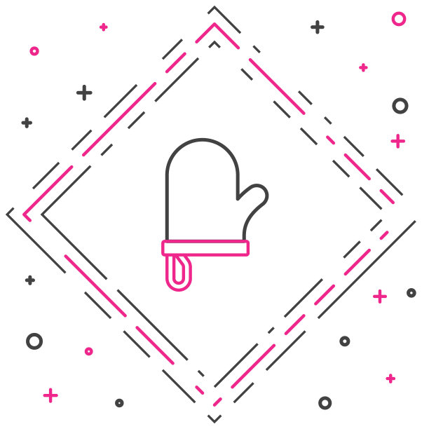 线烤箱手套图标孤立在白色背景。厨房锅垫标志。烹饪手套。彩色轮廓概念。向量图片下载