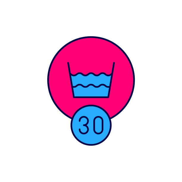 在30摄氏度下洗涤图标隔离在白色背景上。洗涤温度。向量图片下载