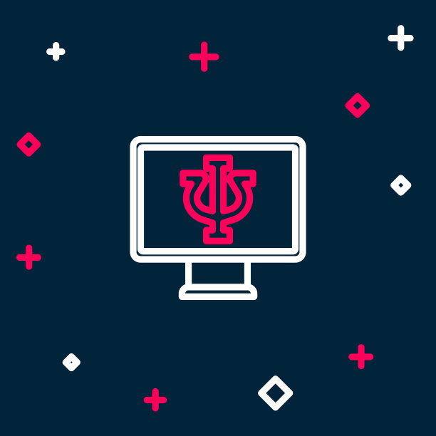 蓝色背景上的在线心理咨询图标图片下载