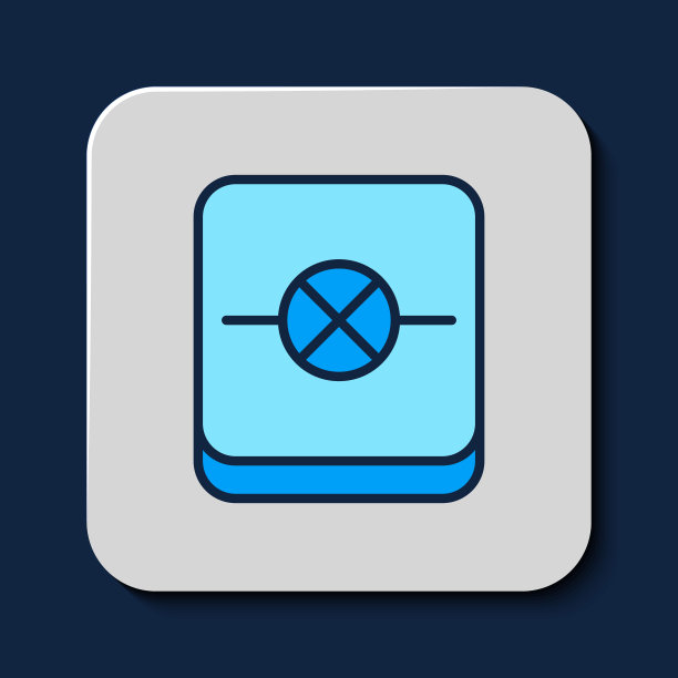 填充轮廓灯在电子电路图标隔离在蓝色背景。向量图片下载