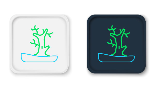 线条裸树图标隔离在白色背景上。彩色轮廓概念。向量图片下载