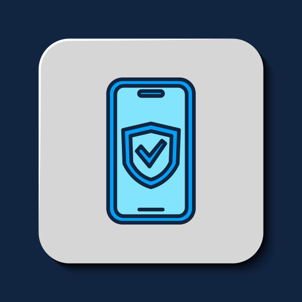 保险在线图标隔离在蓝色背景上。安全、安全、保护、保护理念。向量图片下载