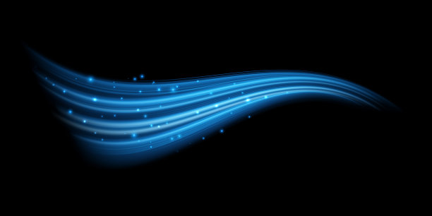 吹起的风带着微光，隔绝的气流带着微光的效果。气流或微风，轻微的气流或流动。阵风或风矢量图图片下载