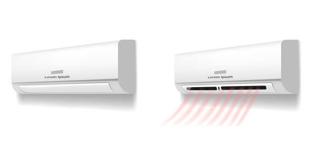 空调状态风冷热流波概念。矢量卡通平面设计元素说明图片下载