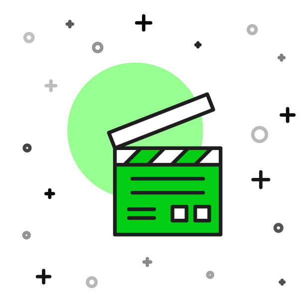 电影拍手图标孤立在白色背景上。拍片板。拍板的迹象。电影制作或传媒业。向量图片下载