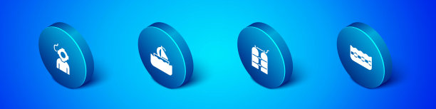 设置等距水，游泳池和游艇帆船图标。向量图片下载